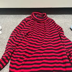 tommy hilfiger striped red and black turtleneck